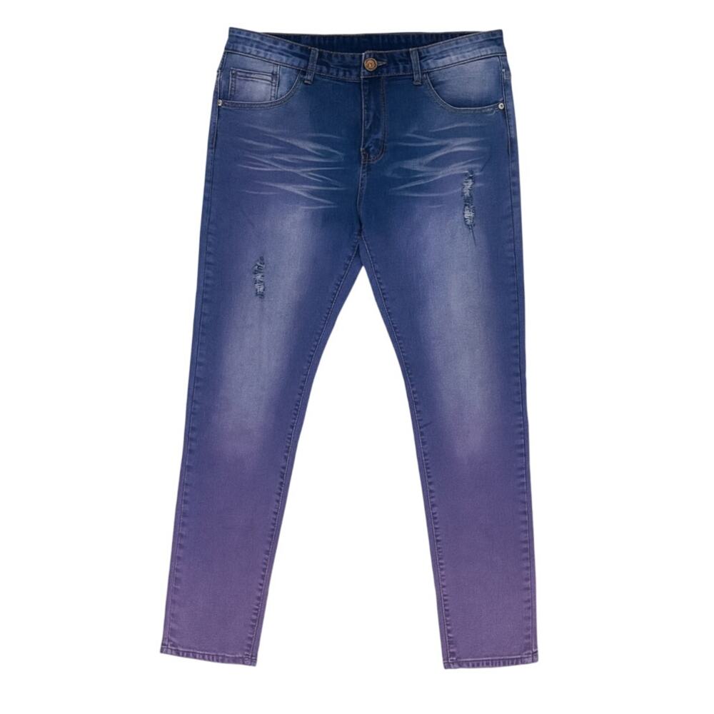 Junbaoss Purple Ombré Distressed Skinny Jeans 34 Grunge Punk Statement Denim